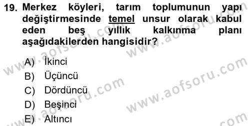 Kentleşme ve Konut Politikaları Dersi 2018 - 2019 Yılı 3 Ders Sınav Soruları 19. Soru