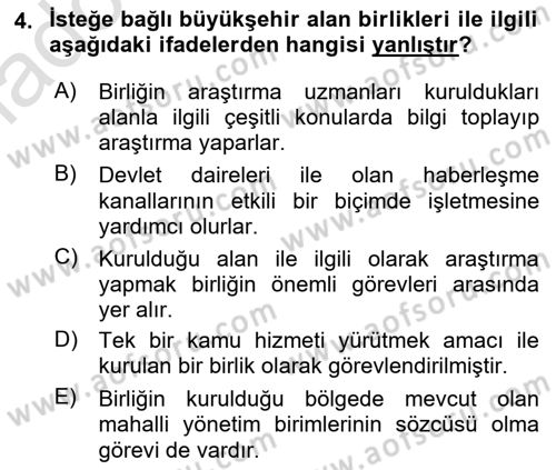 Kentleşme ve Konut Politikaları Dersi 2018 - 2019 Yılı 3 Ders Sınav Soruları 4. Soru