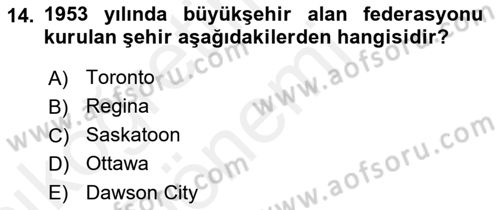 Kentleşme ve Konut Politikaları Dersi Ara Sınavı Deneme Sınav Soruları 14. Soru