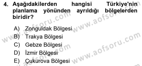 Kentleşme ve Konut Politikaları Dersi Ara Sınavı Deneme Sınav Soruları 4. Soru