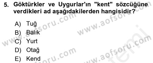 Kentleşme ve Konut Politikaları Dersi Ara Sınavı Deneme Sınav Soruları 5. Soru