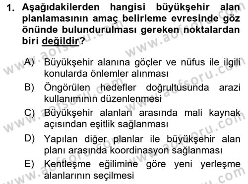 Kentleşme ve Konut Politikaları Dersi 2018 - 2019 Yılı (Final) Dönem Sonu Sınav Soruları 1. Soru