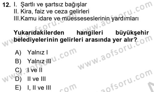 Kentleşme ve Konut Politikaları Dersi 2018 - 2019 Yılı Yaz Okulu Sınav Soruları 12. Soru
