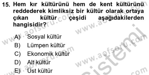 Kentleşme ve Konut Politikaları Dersi 2018 - 2019 Yılı Yaz Okulu Sınav Soruları 15. Soru