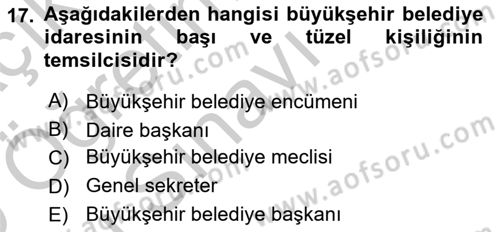 Kentleşme ve Konut Politikaları Dersi 2018 - 2019 Yılı Yaz Okulu Sınav Soruları 17. Soru