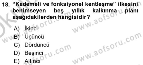 Kentleşme ve Konut Politikaları Dersi 2018 - 2019 Yılı Yaz Okulu Sınav Soruları 18. Soru