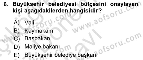 Kentleşme ve Konut Politikaları Dersi 2019 - 2020 Yılı (Final) Dönem Sonu Sınav Soruları 6. Soru