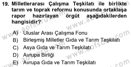 Kentleşme ve Konut Politikaları Dersi 2020 - 2021 Yılı Yaz Okulu Sınav Soruları 19. Soru