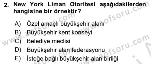 Kentleşme ve Konut Politikaları Dersi 2020 - 2021 Yılı Yaz Okulu Sınav Soruları 2. Soru