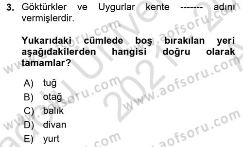 Kentleşme ve Konut Politikaları Dersi 2021 - 2022 Yılı (Vize) Ara Sınavı 3. Soru