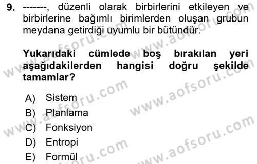 Kentleşme ve Konut Politikaları Dersi Ara Sınavı Deneme Sınav Soruları 9. Soru