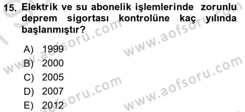 Kentleşme ve Konut Politikaları Dersi 2021 - 2022 Yılı (Final) Dönem Sonu Sınav Soruları 15. Soru