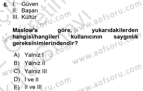 Kentleşme ve Konut Politikaları Dersi 2021 - 2022 Yılı Yaz Okulu Sınavı 6. Soru