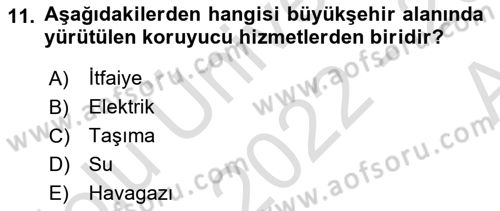 Kentleşme ve Konut Politikaları Dersi 2022 - 2023 Yılı (Vize) Ara Sınavı 11. Soru