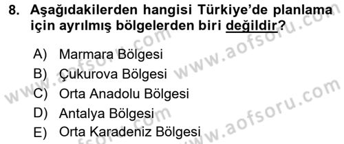 Kentleşme ve Konut Politikaları Dersi 2022 - 2023 Yılı (Vize) Ara Sınavı 8. Soru