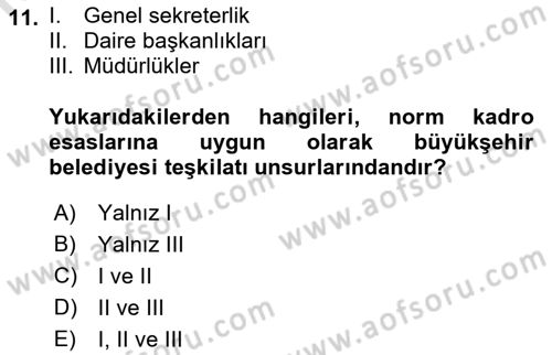 Kentleşme ve Konut Politikaları Dersi 2022 - 2023 Yılı (Final) Dönem Sonu Sınav Soruları 11. Soru