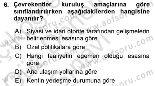 Kentleşme ve Konut Politikaları Dersi 2022 - 2023 Yılı (Final) Dönem Sonu Sınav Soruları 6. Soru