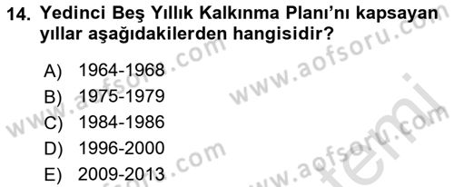 Kentleşme ve Konut Politikaları Dersi 2022 - 2023 Yılı Yaz Okulu Sınav Soruları 14. Soru