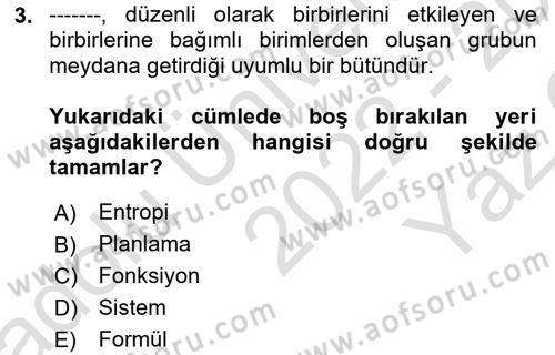 Kentleşme ve Konut Politikaları Dersi 2022 - 2023 Yılı Yaz Okulu Sınav Soruları 3. Soru