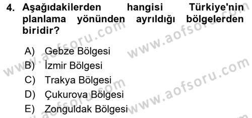 Kentleşme ve Konut Politikaları Dersi 2022 - 2023 Yılı Yaz Okulu Sınav Soruları 4. Soru