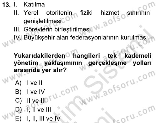 Kentleşme ve Konut Politikaları Dersi Ara Sınavı Deneme Sınav Soruları 13. Soru