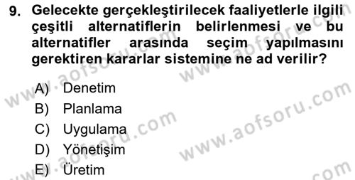 Kentleşme ve Konut Politikaları Dersi 2023 - 2024 Yılı (Vize) Ara Sınavı 9. Soru