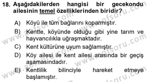 Kentleşme ve Konut Politikaları Dersi 2023 - 2024 Yılı (Final) Dönem Sonu Sınav Soruları 18. Soru