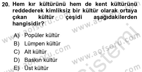 Kentleşme ve Konut Politikaları Dersi 2023 - 2024 Yılı (Final) Dönem Sonu Sınav Soruları 20. Soru