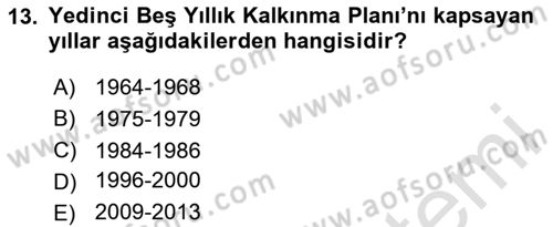 Kentleşme ve Konut Politikaları Dersi 2023 - 2024 Yılı Yaz Okulu Sınav Soruları 13. Soru