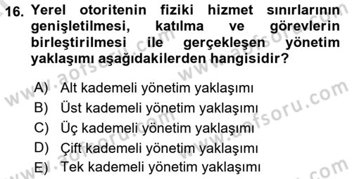 Kentleşme ve Konut Politikaları Dersi Ara Sınavı Deneme Sınav Soruları 16. Soru