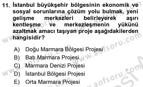Kentleşme ve Konut Politikaları Dersi 2024 - 2025 Yılı (Final) Dönem Sonu Sınav Soruları 11. Soru