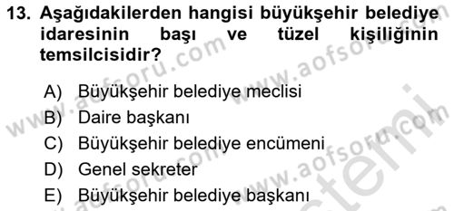 Kentleşme ve Konut Politikaları Dersi 2024 - 2025 Yılı Yaz Okulu Sınav Soruları 13. Soru