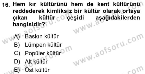 Kentleşme ve Konut Politikaları Dersi 2024 - 2025 Yılı Yaz Okulu Sınav Soruları 16. Soru