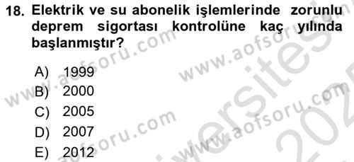Kentleşme ve Konut Politikaları Dersi 2024 - 2025 Yılı Yaz Okulu Sınav Soruları 18. Soru