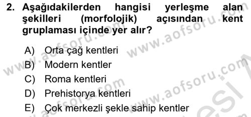 Kentleşme ve Konut Politikaları Dersi 2024 - 2025 Yılı Yaz Okulu Sınav Soruları 2. Soru