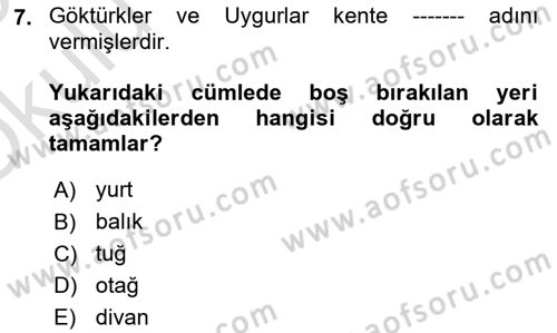 Kentleşme ve Konut Politikaları Dersi 2024 - 2025 Yılı Yaz Okulu Sınav Soruları 7. Soru