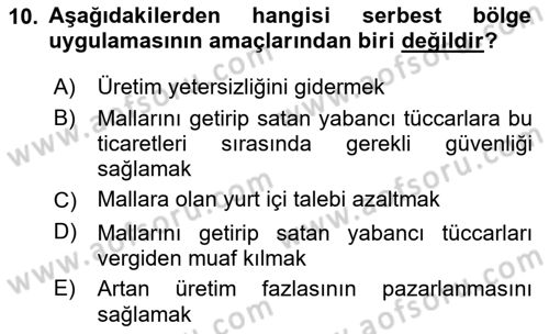 Kentleşme ve Konut Politikaları Dersi 2025 - 2026 Yılı (Vize) Ara Sınav Soruları 10. Soru