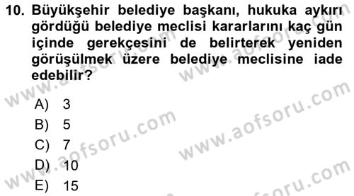 Kentleşme ve Konut Politikaları Dersi 2025 - 2026 Yılı (Final) Dönem Sonu Sınav Soruları 10. Soru