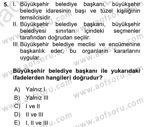 Kentleşme ve Konut Politikaları Dersi 2025 - 2026 Yılı (Final) Dönem Sonu Sınav Soruları 5. Soru