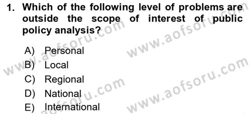 Public Policy Dersi 2023 - 2024 Yılı (Vize) Ara Sınav Soruları 1. Soru
