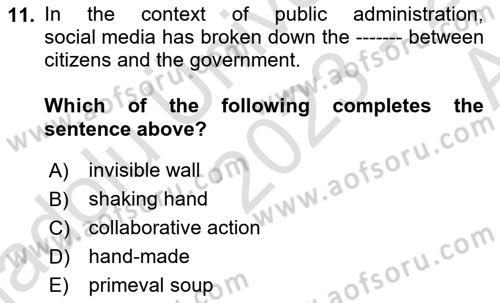 Public Policy Dersi 2023 - 2024 Yılı (Vize) Ara Sınav Soruları 11. Soru
