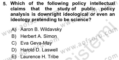 Public Policy Dersi 2023 - 2024 Yılı (Vize) Ara Sınav Soruları 5. Soru
