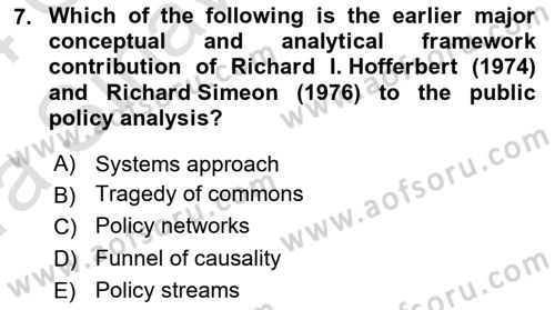 Public Policy Dersi 2023 - 2024 Yılı (Vize) Ara Sınav Soruları 7. Soru