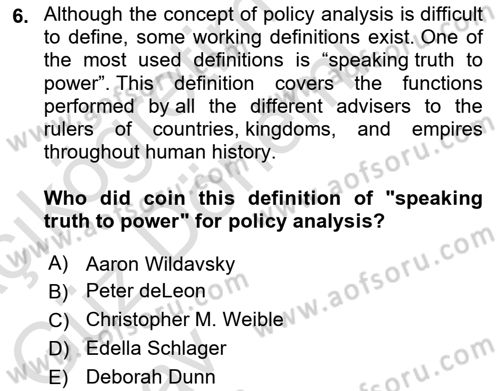 Public Policy Dersi 2024 - 2025 Yılı (Vize) Ara Sınav Soruları 6. Soru