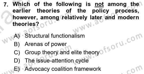 Public Policy Dersi 2024 - 2025 Yılı (Vize) Ara Sınav Soruları 7. Soru