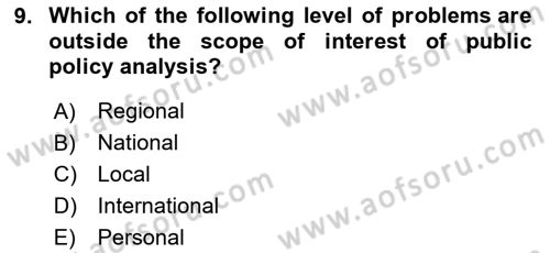 Public Policy Dersi 2024 - 2025 Yılı (Vize) Ara Sınav Soruları 9. Soru