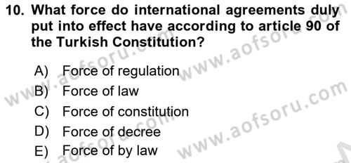 International Law Dersi 2023 - 2024 Yılı (Vize) Ara Sınav Soruları 10. Soru