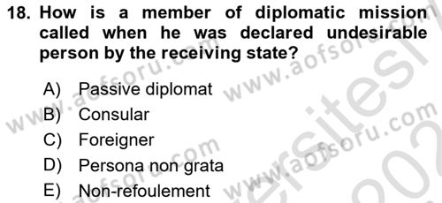 International Law Dersi 2023 - 2024 Yılı (Vize) Ara Sınav Soruları 18. Soru