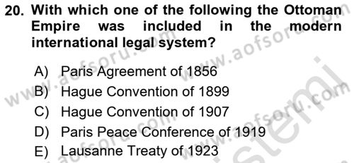 International Law Dersi 2023 - 2024 Yılı (Vize) Ara Sınav Soruları 20. Soru