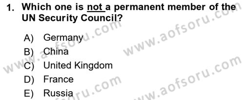 International Law Dersi Dönem Sonu Sınavı Deneme Sınav Soruları 1. Soru